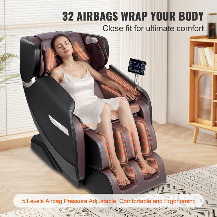 VEVOR Massage Chair - Full Body Zero Gravity Recliner with Multi Auto Modes, 3D Shiatsu, Heating, Bluetooth Speaker, Airbag, Foot Roller, and Touch Screen